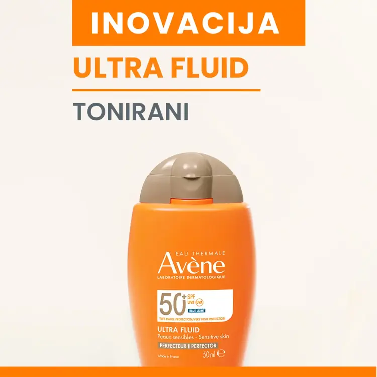 Avène Vrlo visoka zaštita Ultra fluid TONIRANI SPF50+, 50 ml