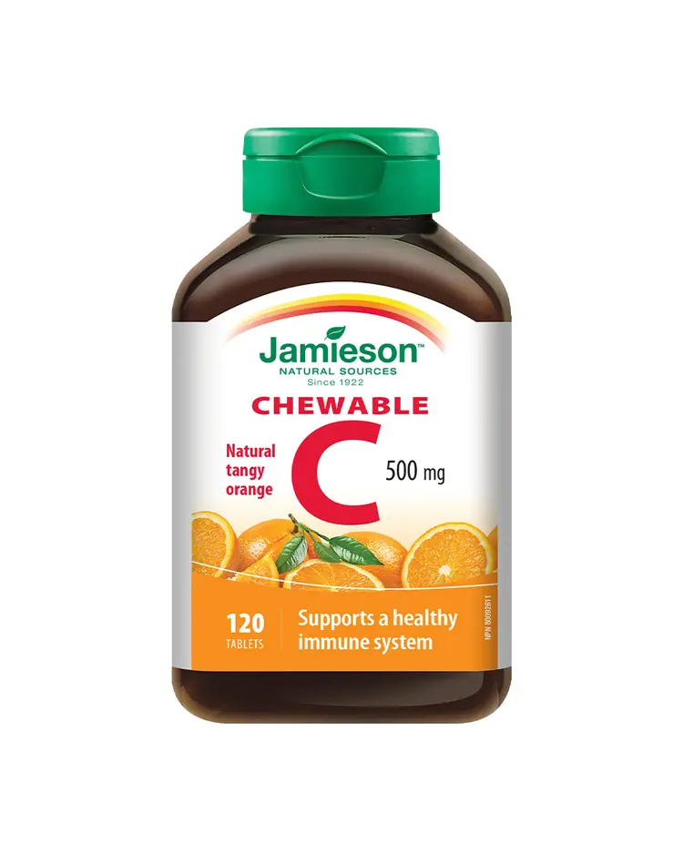 Jamieson Vitamin C 500 mg tablete za žvakanje s prirodnim okusom naranče 120 tableta za žvakanje