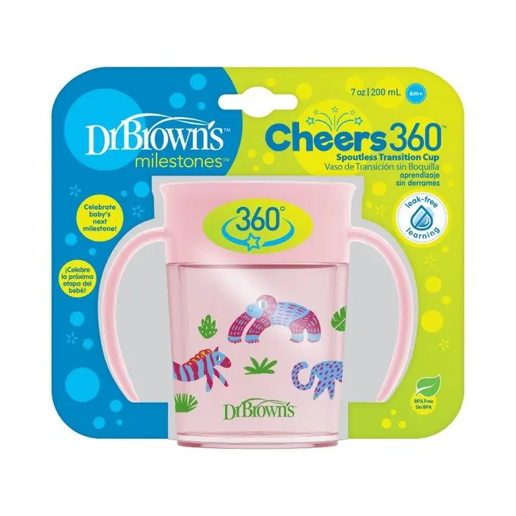 Dr. Brown's Cheers 360 pametna čaša sa ručkicama 200 ml, ROZA