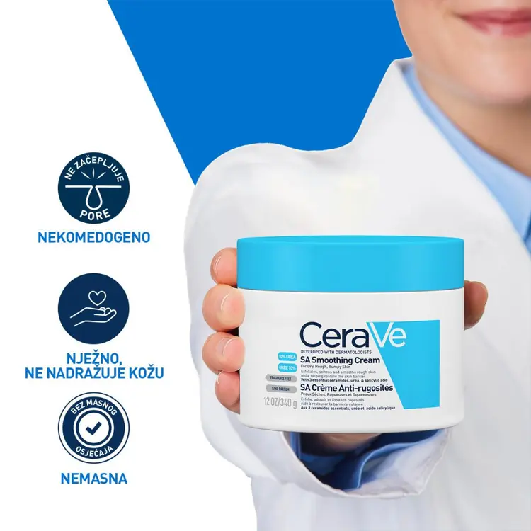 CeraVe SA krema za zaglađivanje suhe i grube kože od 340 ml