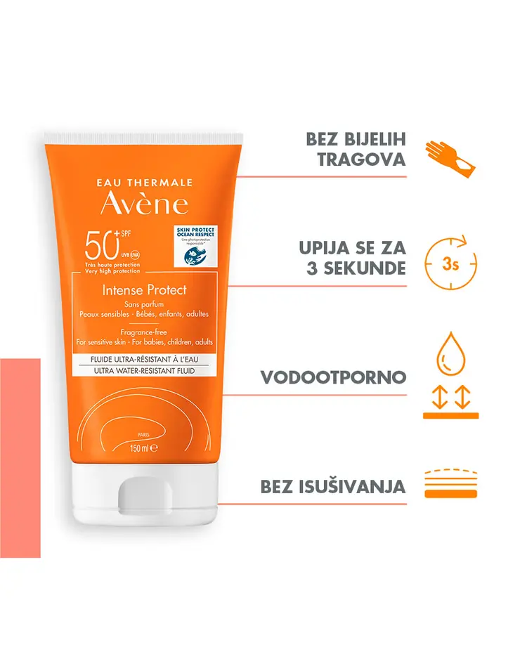 Eau Thermale Avène Intense Protect SPF50+ Vrlo visoka zaštita, za osjetljivu kožu svih uzrasta, 150 ml tuba