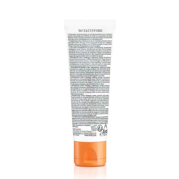 Vichy Capital Soleil Obojena zaštitna krema 3 u 1  protiv tamnih mrlja SPF50 50 ml