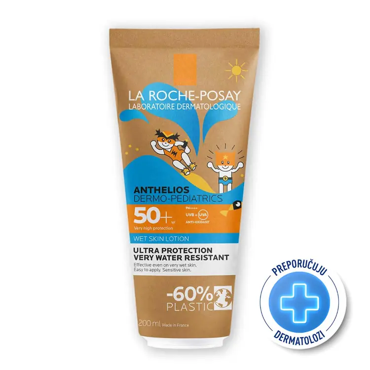 La Roche-Posay Anthelios Dermo-pediatrics Wet Skin Losion SPF50+, tuba od 200 ml s prednje strane