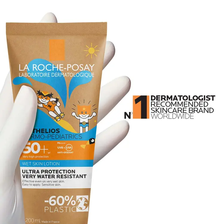 La Roche-Posay Anthelios Dermo-pediatrics Wet Skin Losion SPF50+, tuba od 200 ml s prednje strane