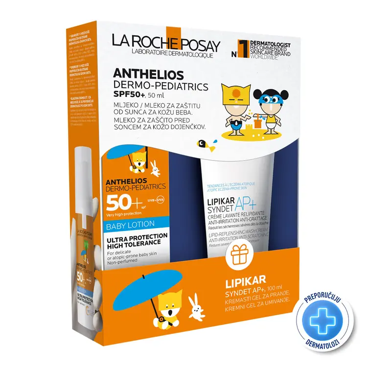La Roche-Posay Anthelios Dermo-pedijatrijski Baby losion SPF50+ i Lipikar Syndet AP+ PROMO