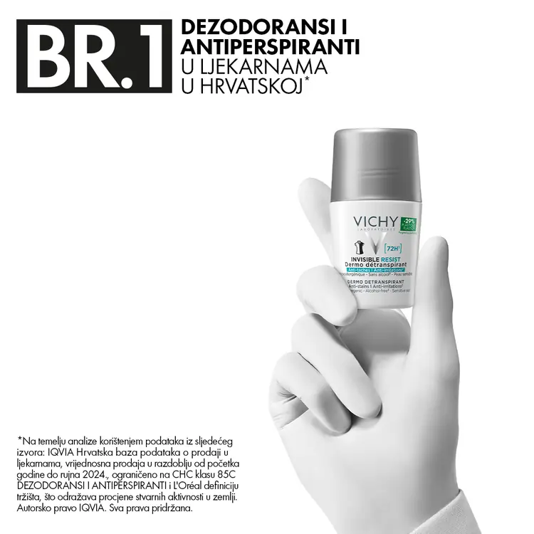 Vichy Dezodorans roll-on Invisible resist 72h*  50 ml