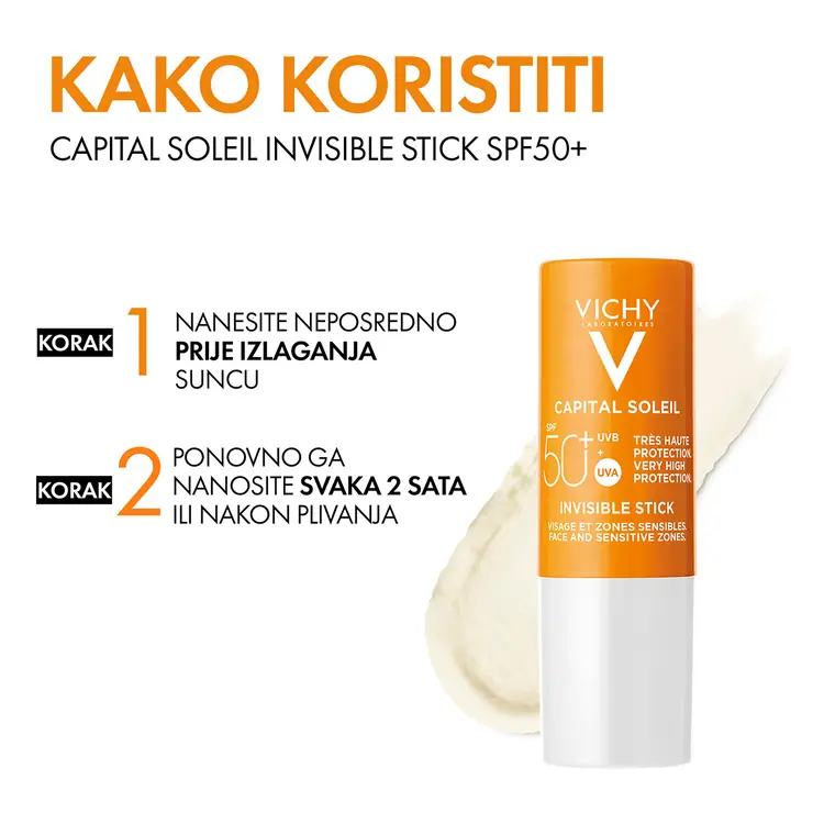 Vichy Capital Soleil stick za osjetljiva područja SPF 50+, 9g