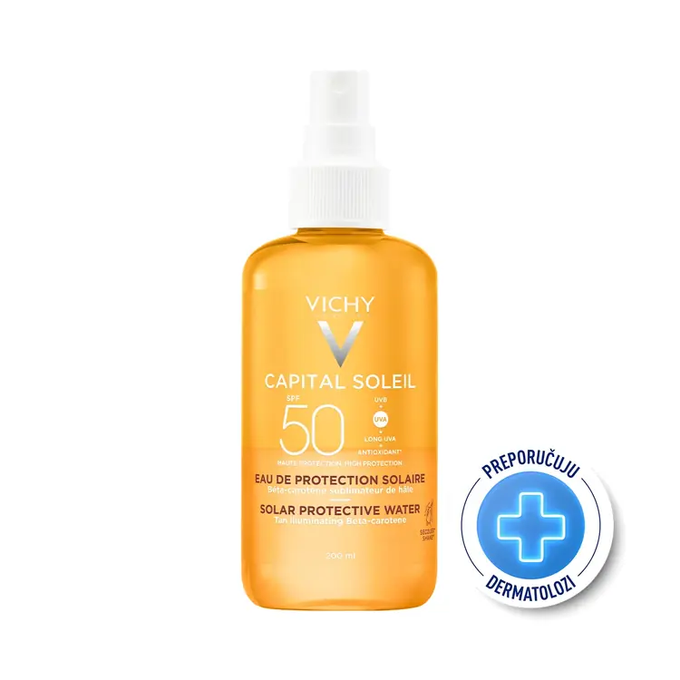 Vichy Capital Soleil vodica za zaštitu od sunca i blistaviji ten SPF 50  200 ml