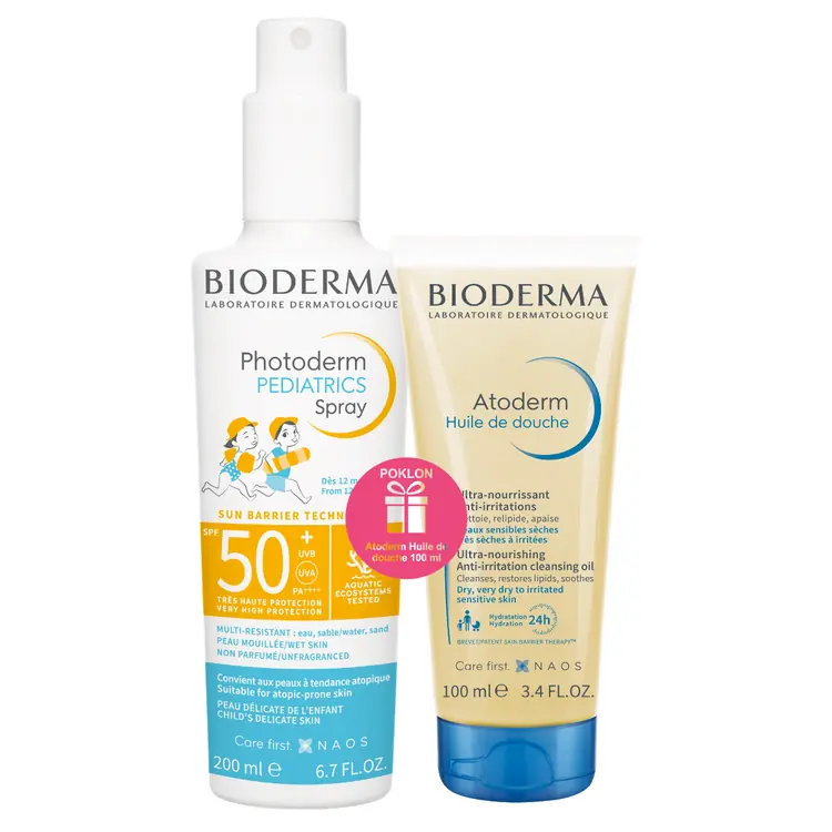 Bioderma Photoderm Pediatrics Spray SPF50+ i Atoderm Huile de douche 100ml PROMO