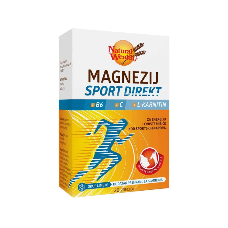 Natural Wealth Magnezij Sport Direkt + B6 + C + L-Karnitin 20 vrećica