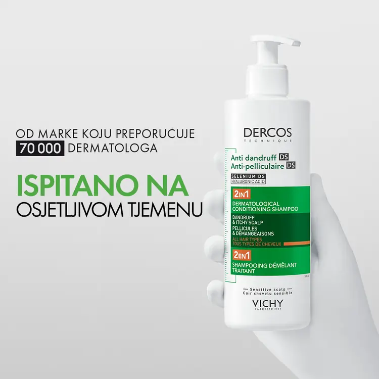 Vichy Dercos  šampon protiv prhuti DS  - 2 u 1: Dermokozmetički šampon i regenerator, 200 ml