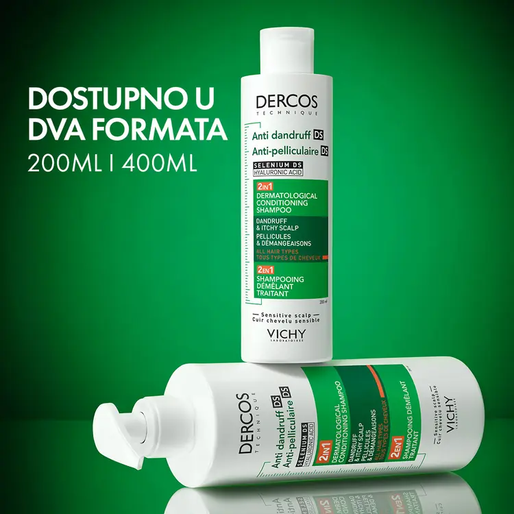 Vichy Dercos  šampon protiv prhuti DS  - 2 u 1: Dermokozmetički šampon i regenerator, 200 ml
