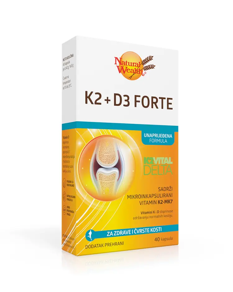 Natural Wealth K2+D3 Forte, 40 kapsula