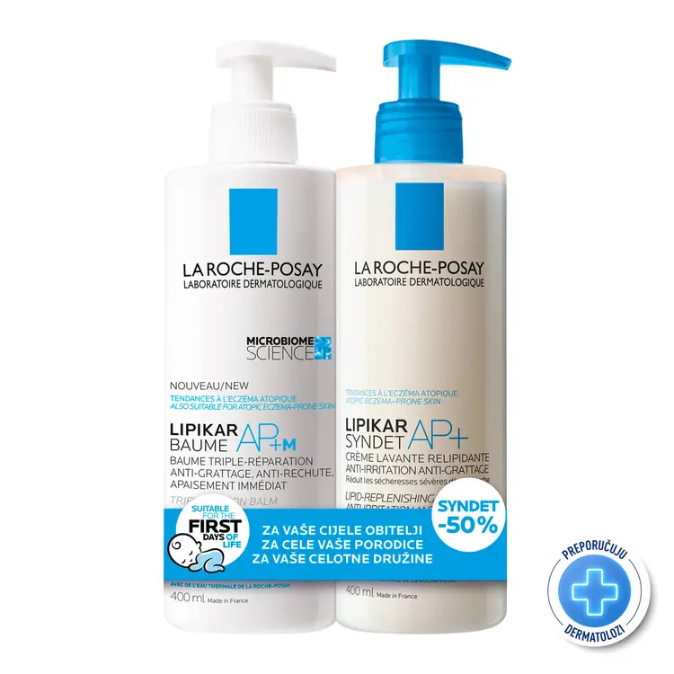 La Roche-Posay Lipikar rutina za njegu suhe i osjetljive kože, 400 ml + 400 ml