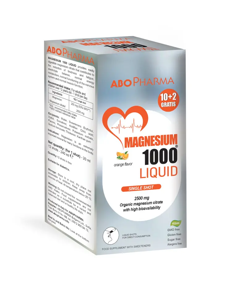 Abopharma Magnesium 1000 Liquid - okus naranče, 12 vrećica