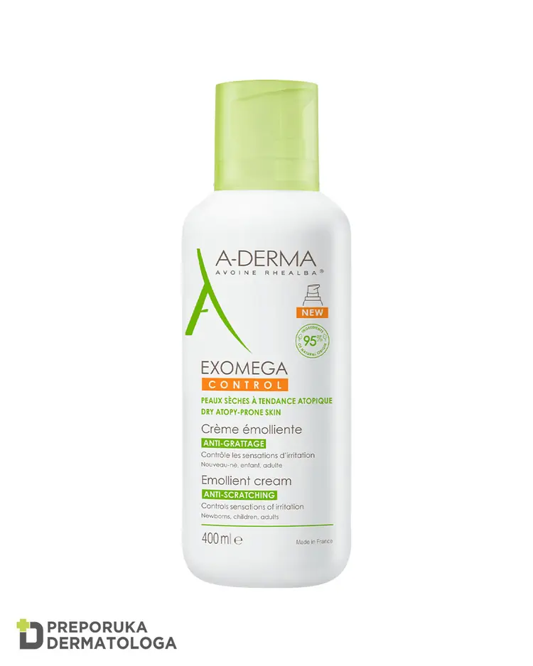 A-Derma Exomega Control emolijentna krema za sve uzraste, protiv grebanja i iritacija, 400 ml
