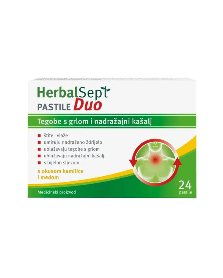HerbalSept duo pastile s okusom kamilice i medom