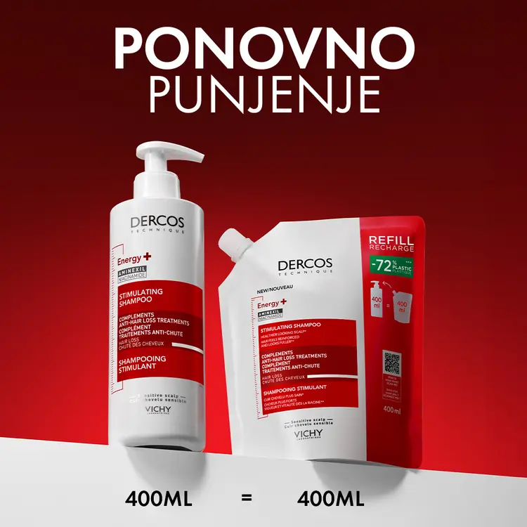Vichy Dercos Energy+ šampon protiv opadanja kose, ECO REFILL 400ml