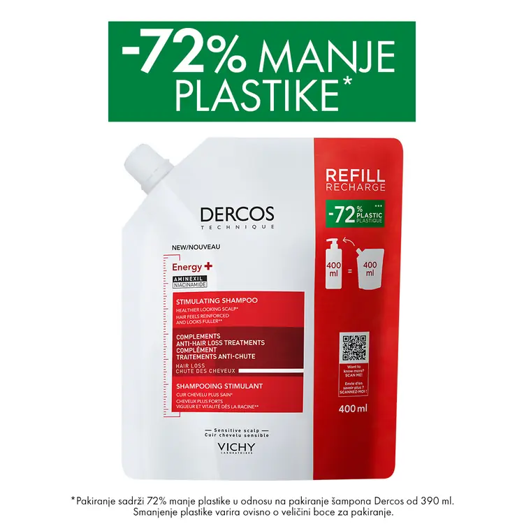 Vichy Dercos Energy+ šampon protiv opadanja kose, ECO REFILL 400ml