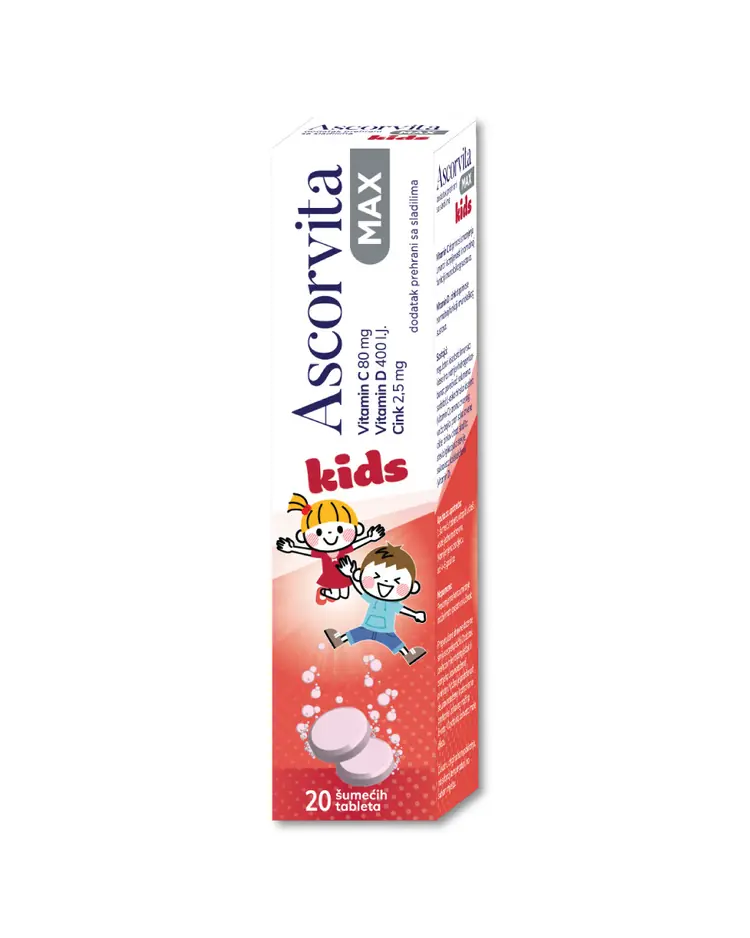 Ascorvita Max Kids, 20 šumećih tableta