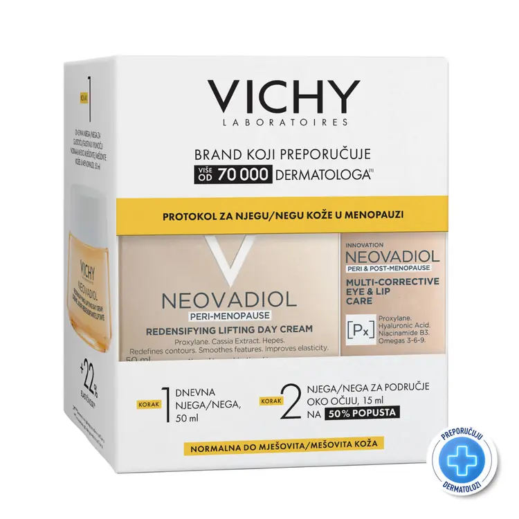 Vichy Neovadiol Protokol za njegu kože u menopauzi za normalnu do mješovitu kožu, 50 ml + 15 ml