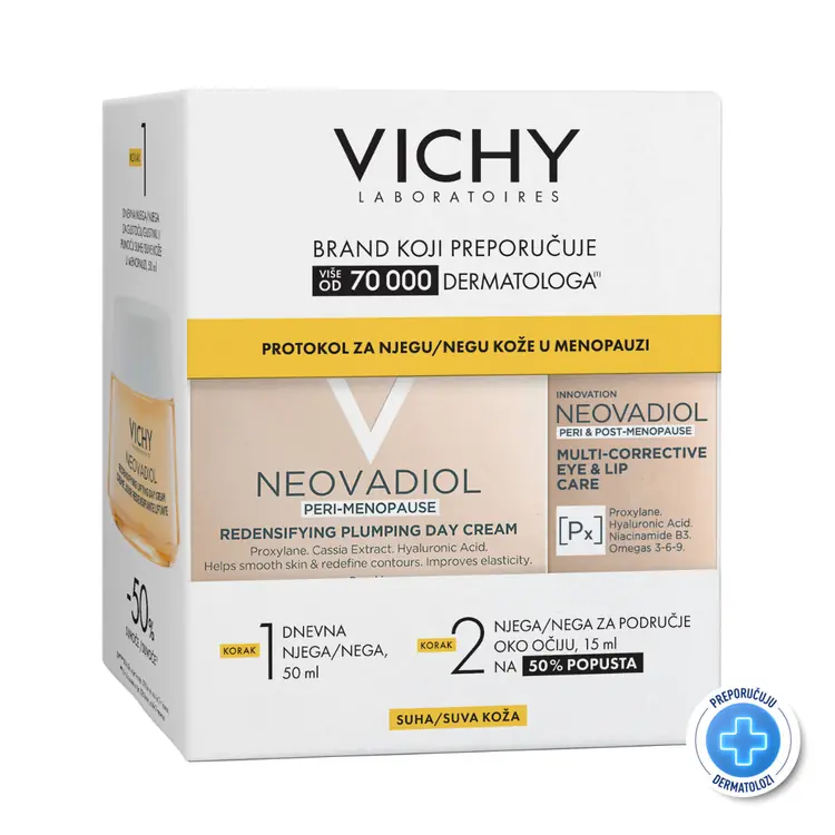 Vichy Neovadiol Protokol za njegu kože u menopauzi za suhu kožu, 50 ml + 15 ml