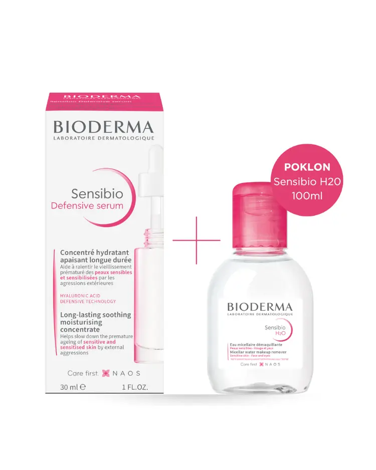Bioderma Sensibio Defensive serum, 30 ml + Sensibio H2O,100ml GRATIS