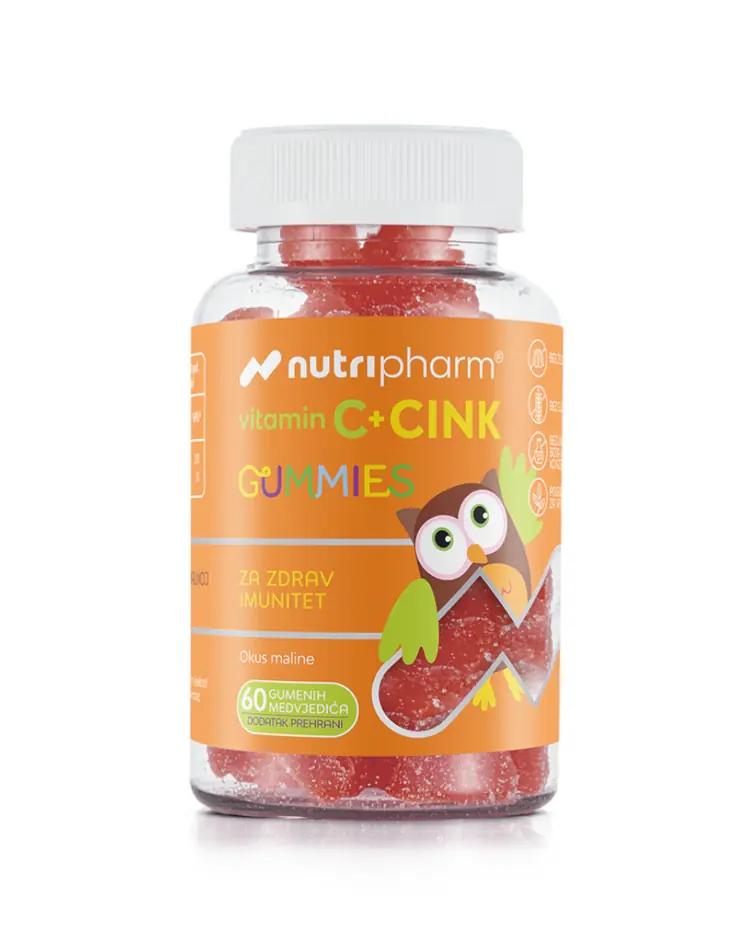 Nutripharm® Vitamin C + Cink gummies, 60 gumenih medvjedića