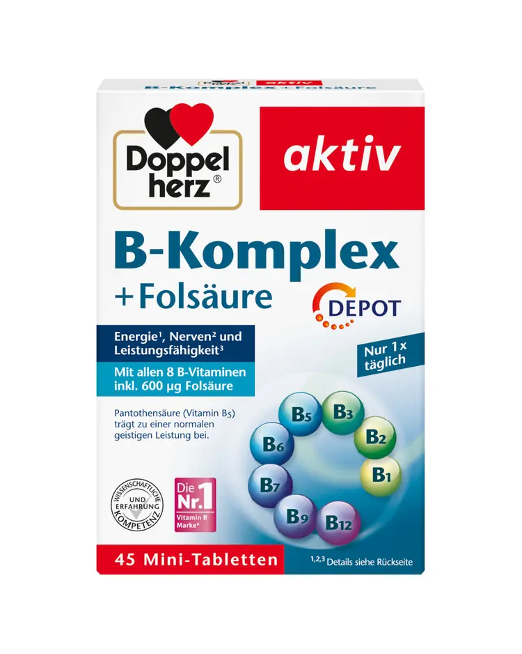 Doppelherz®aktiv B-Kompleks + folna kiselina DEPO, 45 tableta