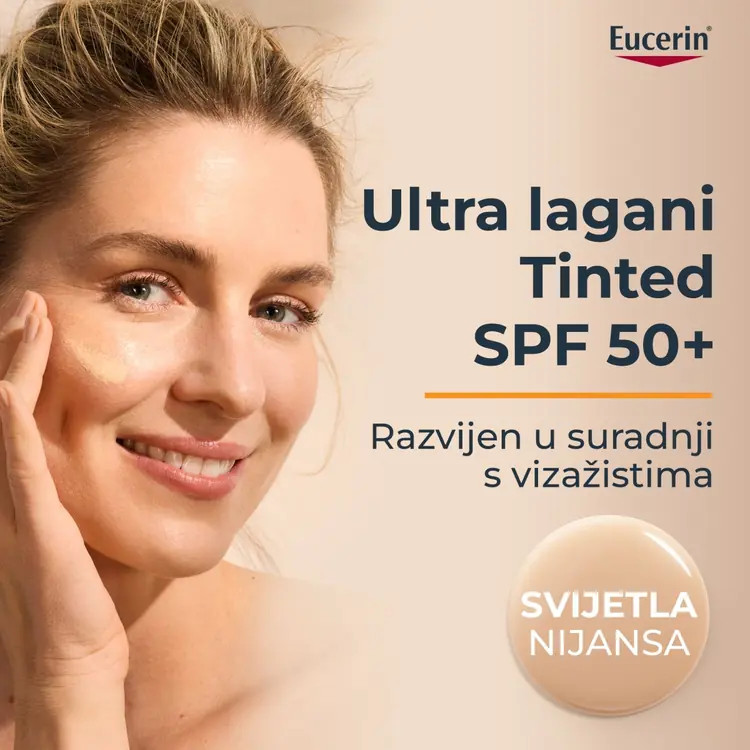 Eucerin Hydro Protect tinted fluid za zaštitu lica od sunca SPF 50+, svijetla nijansa, 50 ml