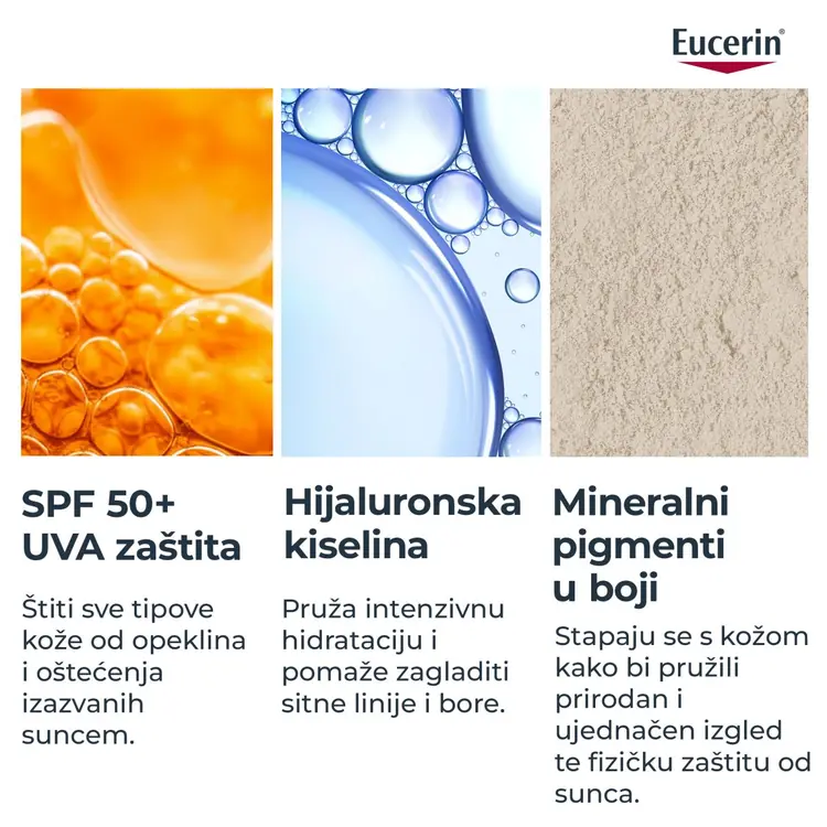 Eucerin Hydro Protect tinted fluid za zaštitu lica od sunca SPF 50+, svijetla nijansa, 50 ml