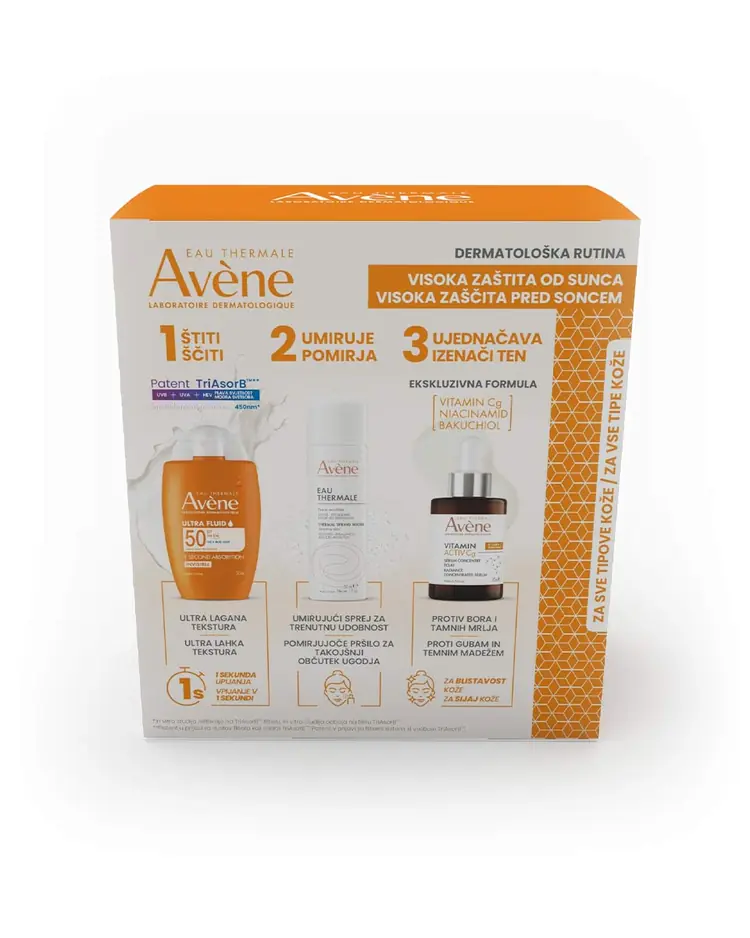 Eau Thermale Avène Visoka zaštita Ultra fluid nevidljivi SPF50 PROMO, 50ml+50ml+2ml