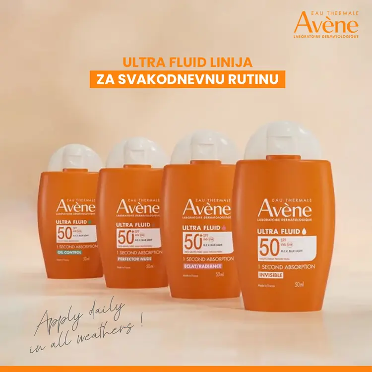Eau Thermale Avène Visoka zaštita Ultra fluid RADIANCE SPF50+, 50 ml