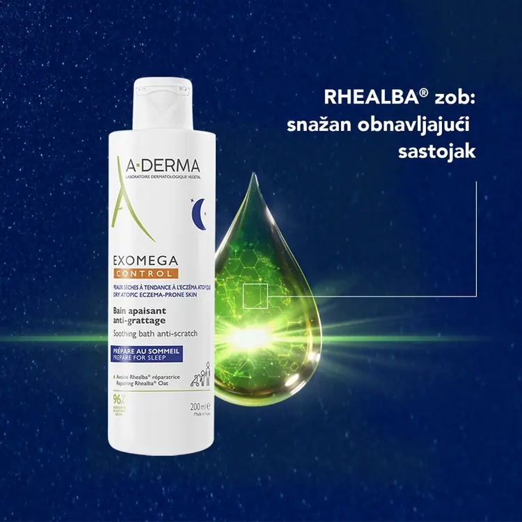 A-Derma Exomega Control umirujuća kupka protiv grebanja, 200 ml