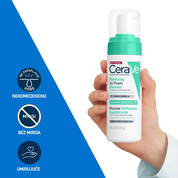 CeraVe Balancing Air Foam čistač, 148 ml