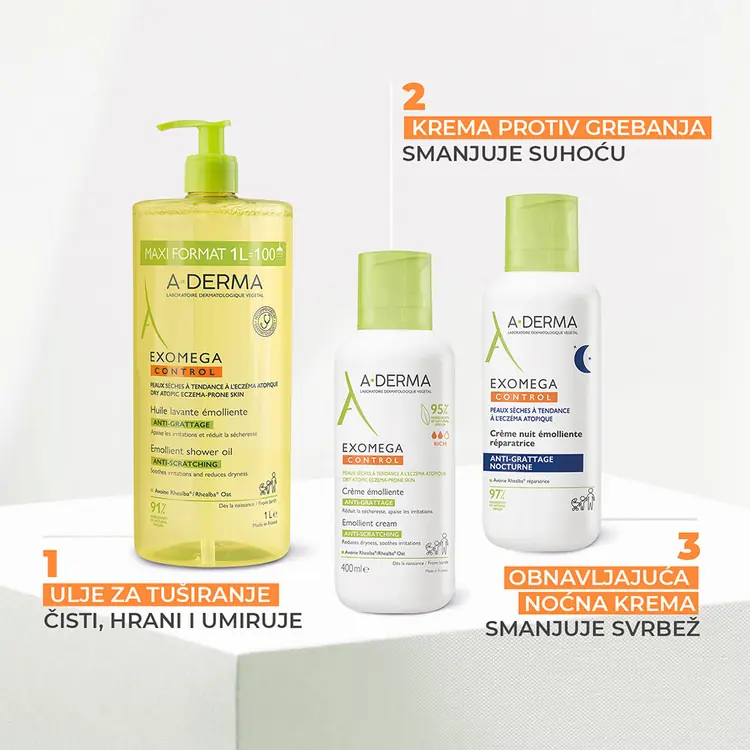 A-Derma Exomega Control emolijentno ulje za tuširanje, 1 L