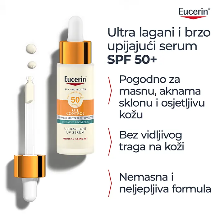 Eucerin Sun Oil Control UV serum za zaštitu kože lica od sunca SPF 50+, 30 ml