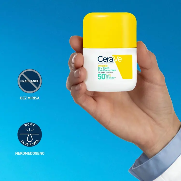 CeraVe Nevidljivi „Dry Touch” fluid za zaštitu od sunca, SPF 50+, vrlo visoka zaštita, 50 ml 
