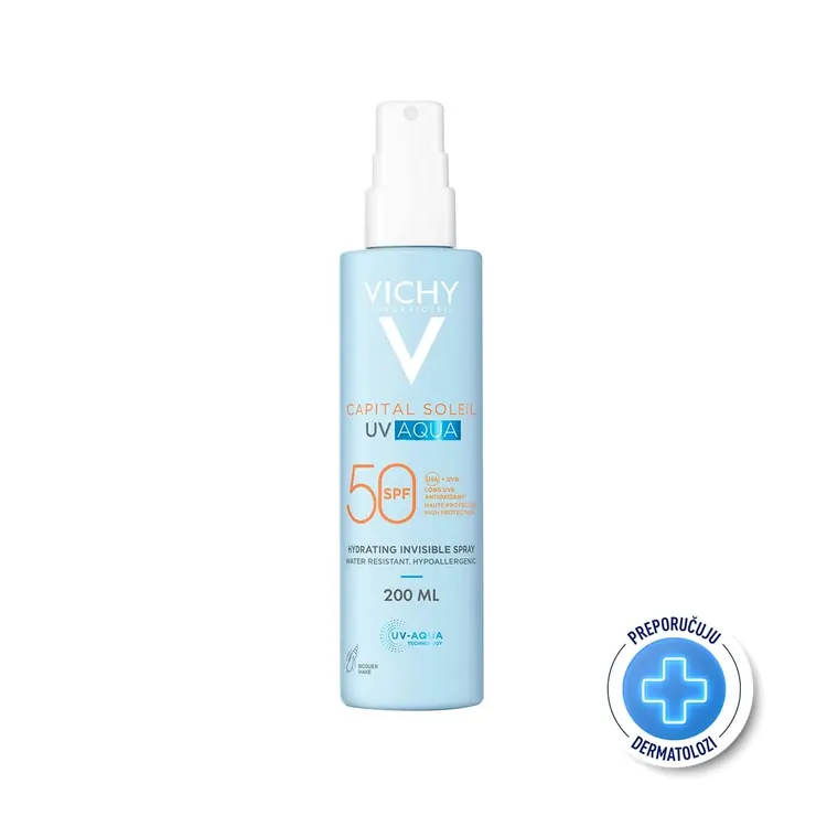 Vichy Capital Soleil UV Aqua hidratacijski sprej za lice i tijelo SPF50 visoka zaštita, 200 ml