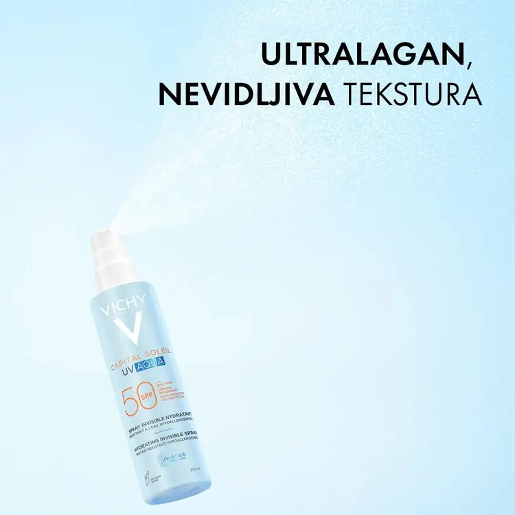 Vichy Capital Soleil UV Aqua hidratacijski sprej za lice i tijelo SPF50 visoka zaštita, 200 ml