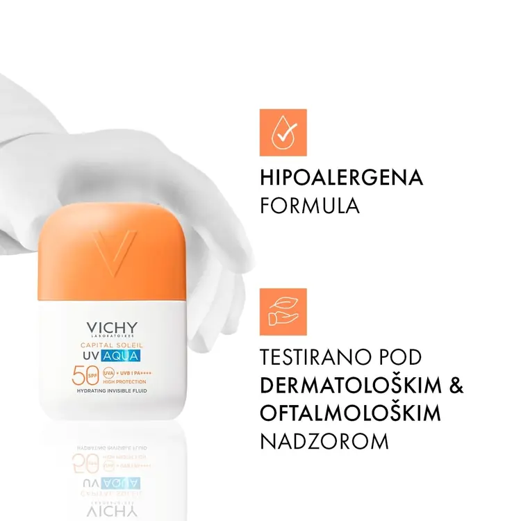 Vichy Capital Soleil UV AQUA NEVIDLJIVI HIDRACIJSKI FLUID SPF50 VISOKA ZAŠTITA, 50 ml