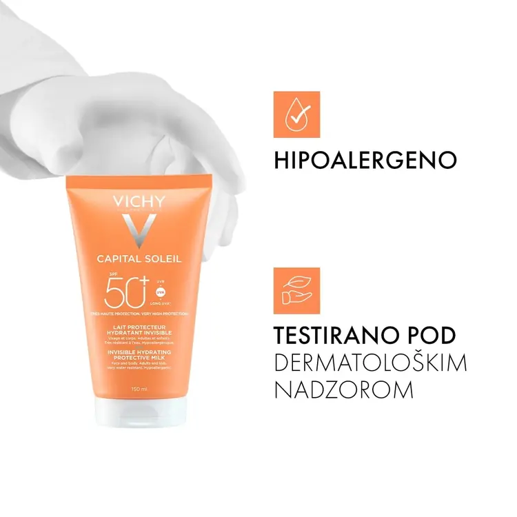 Vichy Capital Soleil MLIJEKO ZA LICE I TIJELO SPF 50+  VRLO VISOKA ZAŠTITA, 150 ml