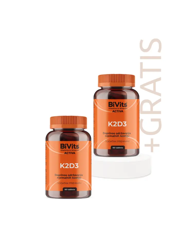 BiVits Activa K2D3, 1+1 GRATIS, 2 x 60 tableta