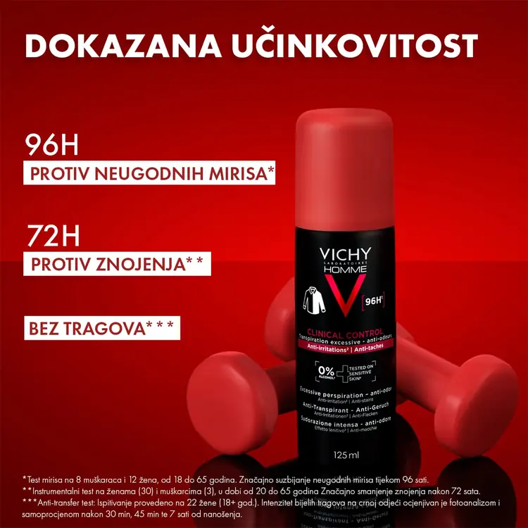Vichy Homme Clinical Control Antiperspirant sprej protiv znojenja, 125 ml