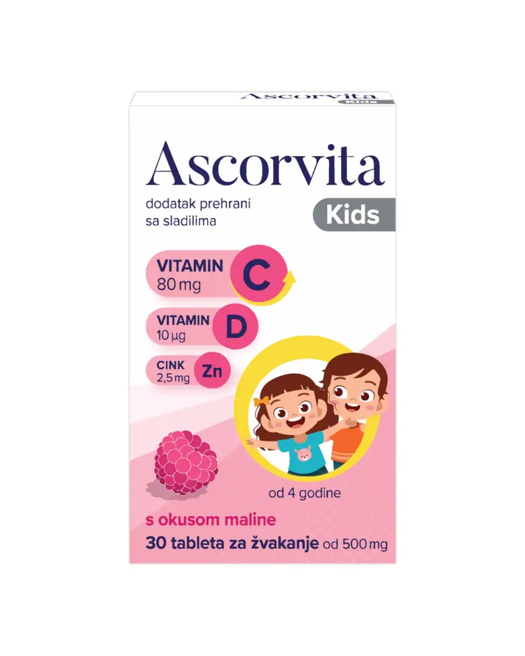 Ascorvita Kids, 30 tableta za žvakanje