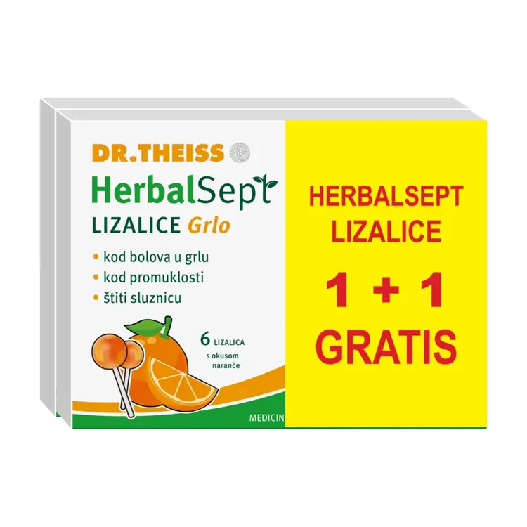 HerbalSept Kids lizalice GRLO - okus naranče 1+1