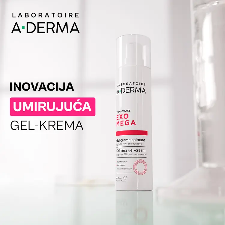 A-Derma Exomega umirujuća gel-krema za lice, 40 ml