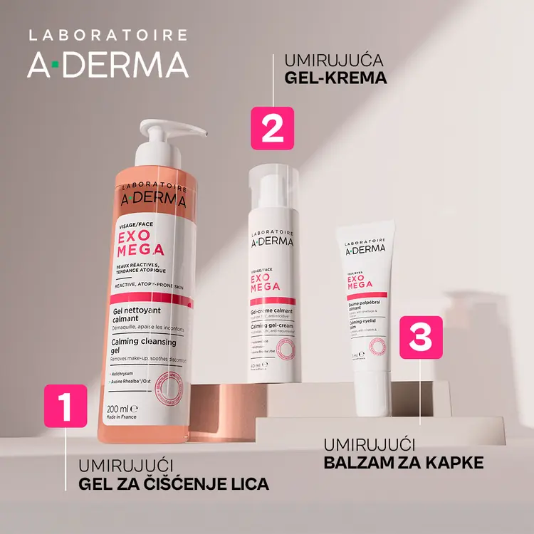 A-Derma Exomega umirujuća gel-krema za lice, 40 ml