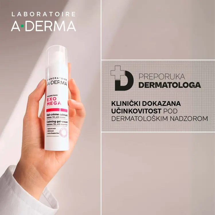 A-Derma Exomega umirujuća gel-krema za lice, 40 ml