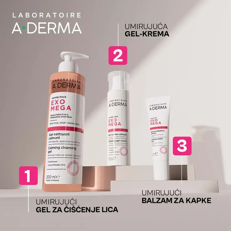 A-Derma Exomega umirujući gel za čišćenje lica, 200 ml